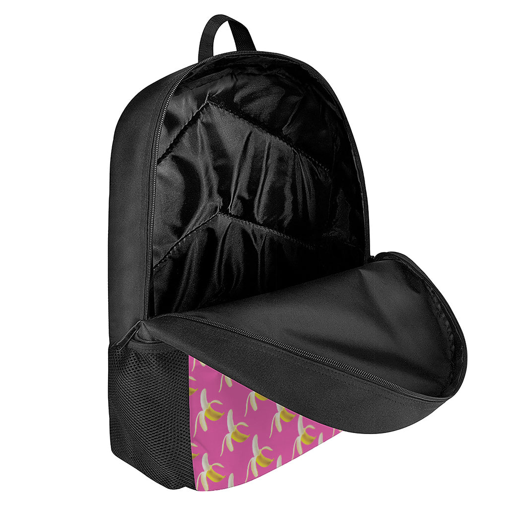 Pink Banana Pattern Print 17 Inch Backpack