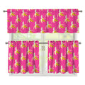 Pink Banana Pattern Print 3 Piece Kitchen Curtains