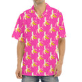 Pink Banana Pattern Print Aloha Shirt