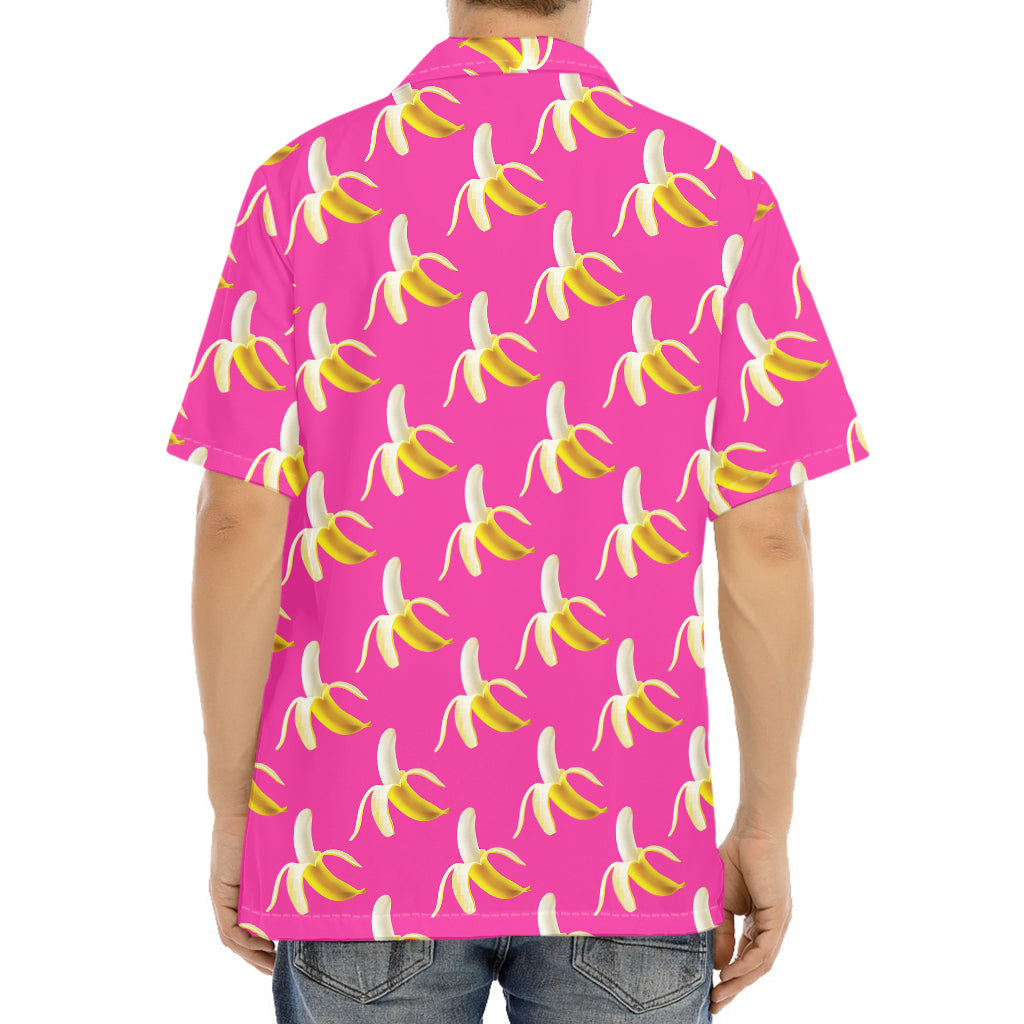 Pink Banana Pattern Print Aloha Shirt