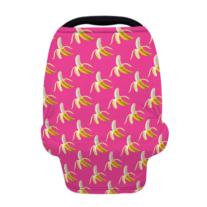 Pink Banana Pattern Print Baby Seat Cover