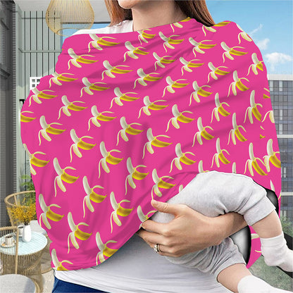 Pink Banana Pattern Print Baby Seat Cover
