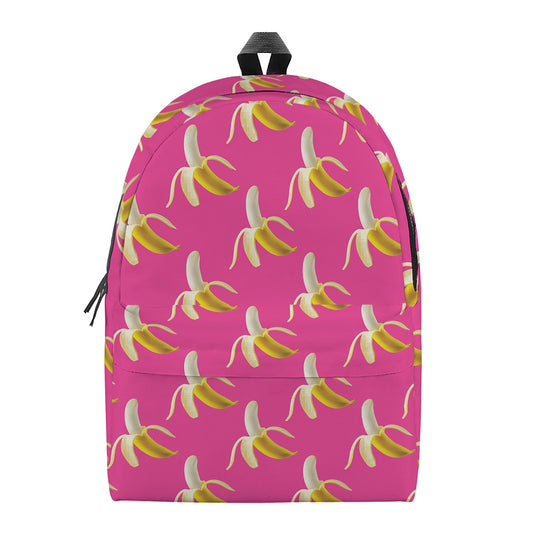 Pink Banana Pattern Print Backpack
