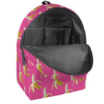 Pink Banana Pattern Print Backpack