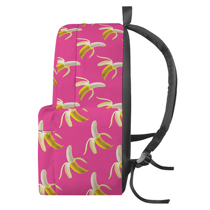 Pink Banana Pattern Print Backpack