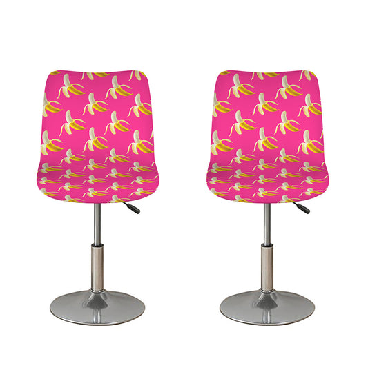Pink Banana Pattern Print Bar Stool Covers