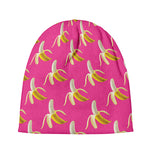 Pink Banana Pattern Print Beanie