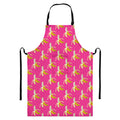 Pink Banana Pattern Print Bib Apron With Pocket
