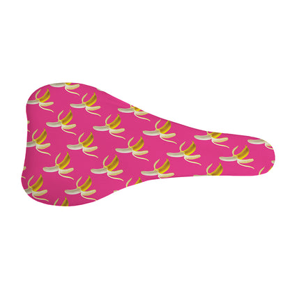 Pink Banana Pattern Print Bicycle Seat Cover