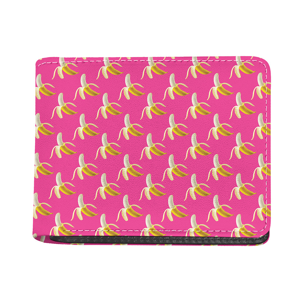 Pink Banana Pattern Print Bifold Wallet