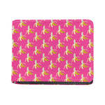 Pink Banana Pattern Print Bifold Wallet
