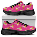 Pink Banana Pattern Print Black Chunky Shoes
