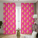 Pink Banana Pattern Print Blackout Pencil Pleat Curtains