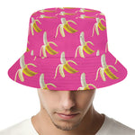 Pink Banana Pattern Print Bucket Hat