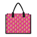 Pink Banana Pattern Print Canvas Tote Bag