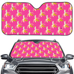 Pink Banana Pattern Print Car Windshield Sun Shade