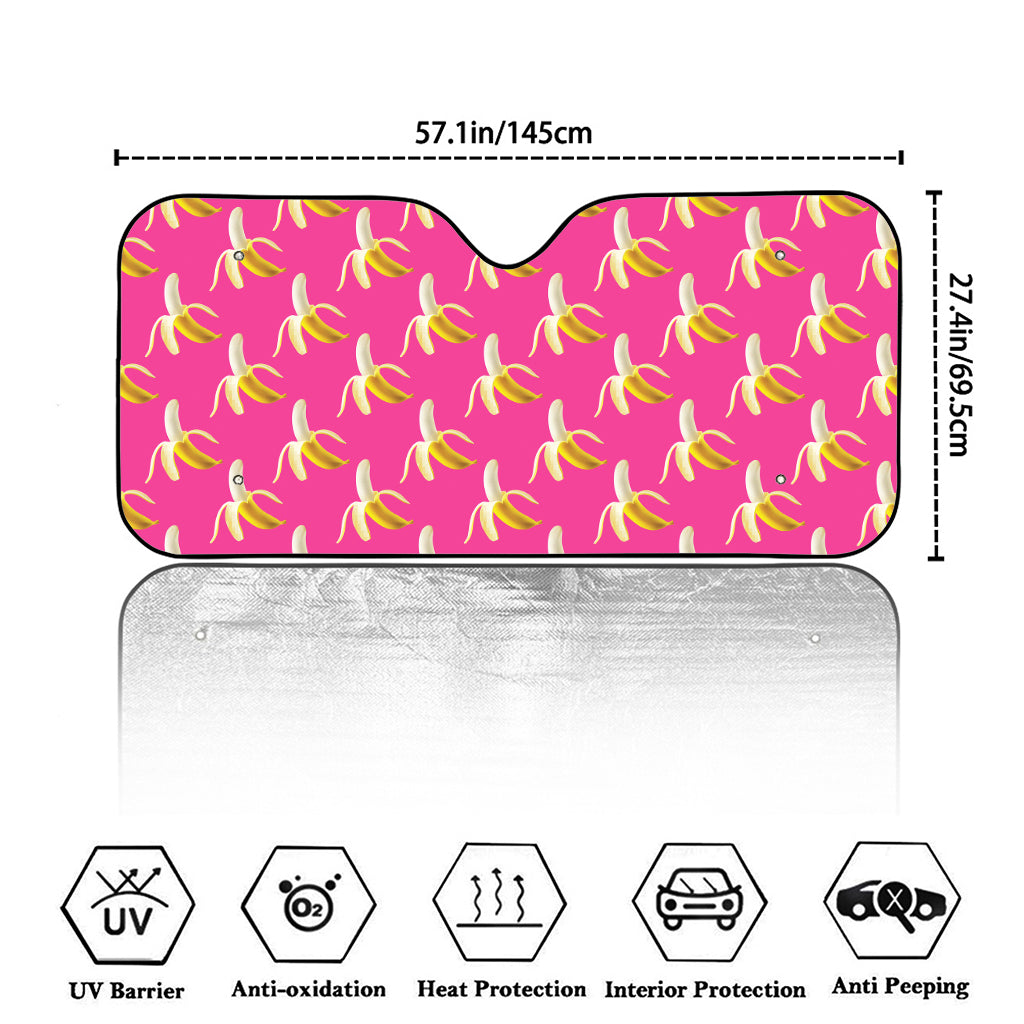 Pink Banana Pattern Print Car Windshield Sun Shade