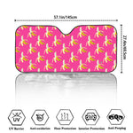 Pink Banana Pattern Print Car Windshield Sun Shade