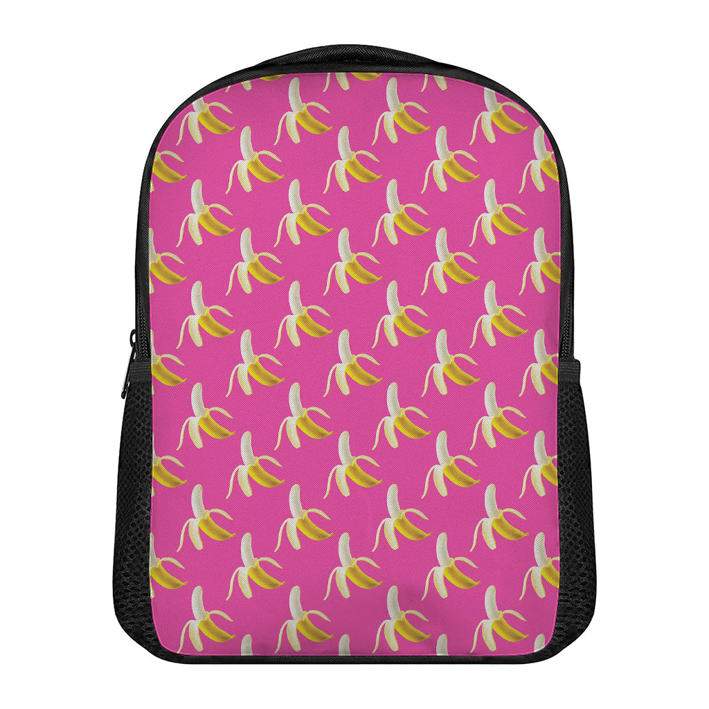 Pink Banana Pattern Print Casual Backpack