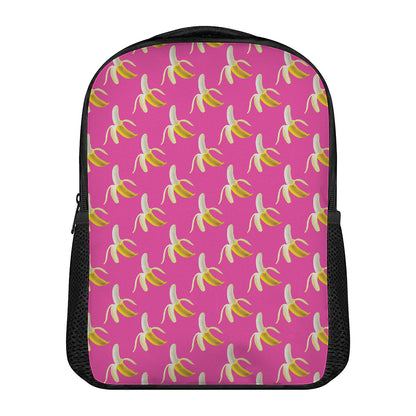 Pink Banana Pattern Print Casual Backpack