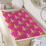 Pink Banana Pattern Print Changing Pad Cover
