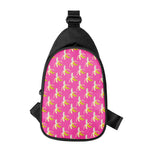 Pink Banana Pattern Print Chest Bag