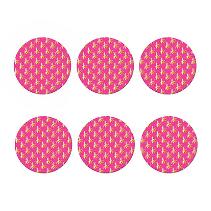 Pink Banana Pattern Print Coaster Set