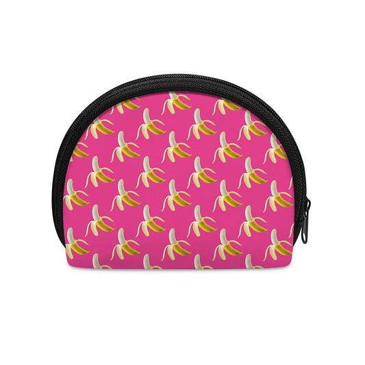 Pink Banana Pattern Print Coin Purse