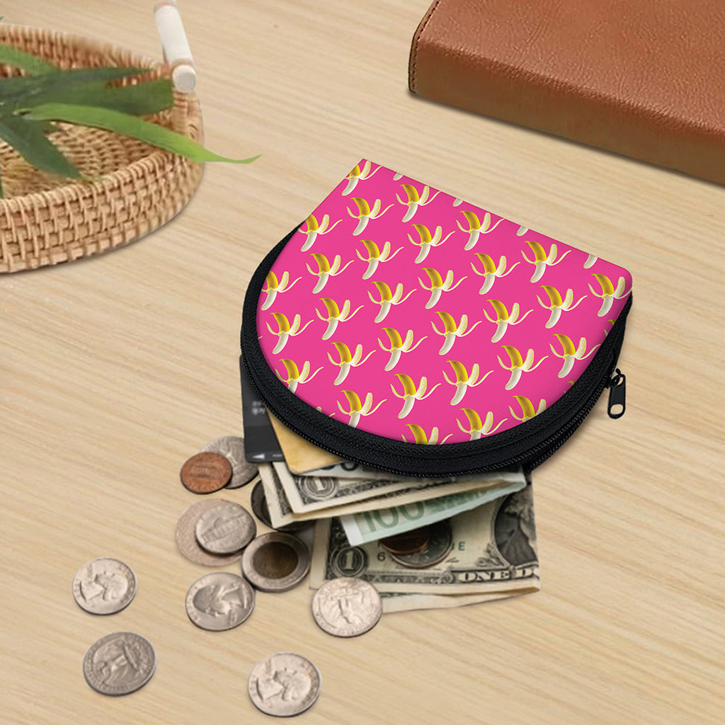 Pink Banana Pattern Print Coin Purse