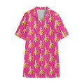 Pink Banana Pattern Print Cotton Hawaiian Shirt