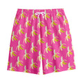 Pink Banana Pattern Print Cotton Shorts