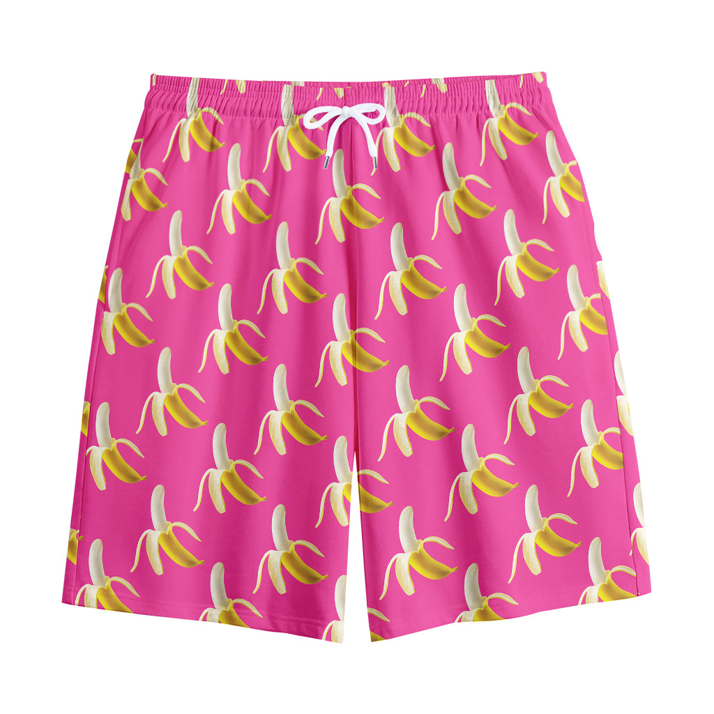 Pink Banana Pattern Print Cotton Shorts