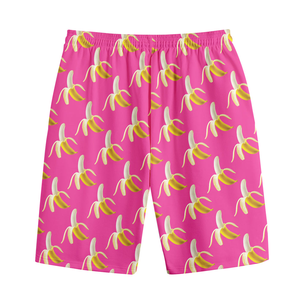 Pink Banana Pattern Print Cotton Shorts