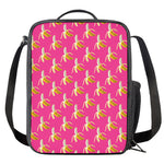 Pink Banana Pattern Print Crossbody Lunch Bag