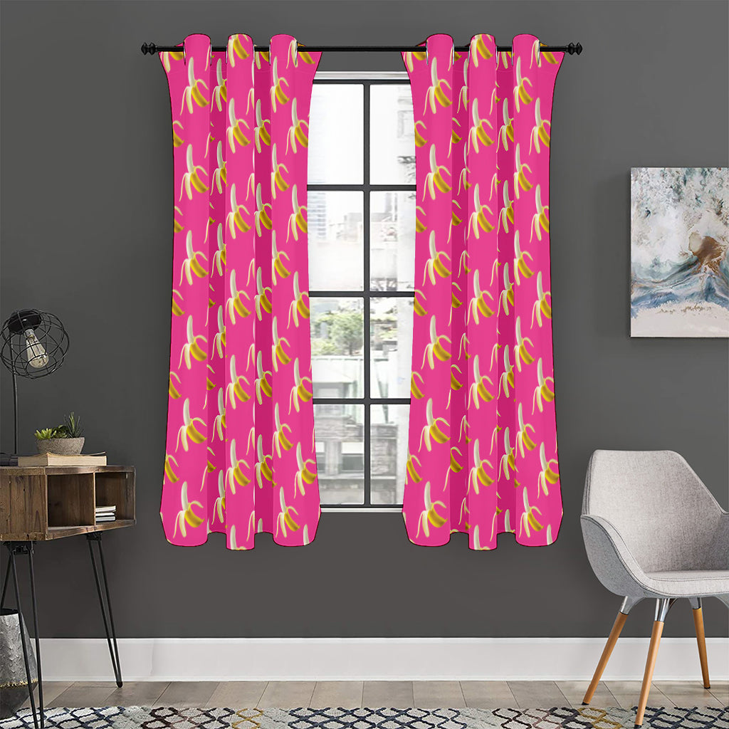 Pink Banana Pattern Print Curtain