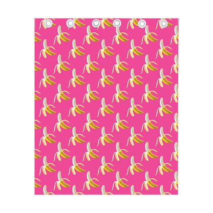 Pink Banana Pattern Print Curtain