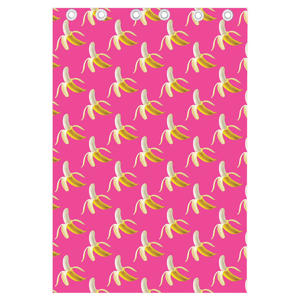 Pink Banana Pattern Print Curtain