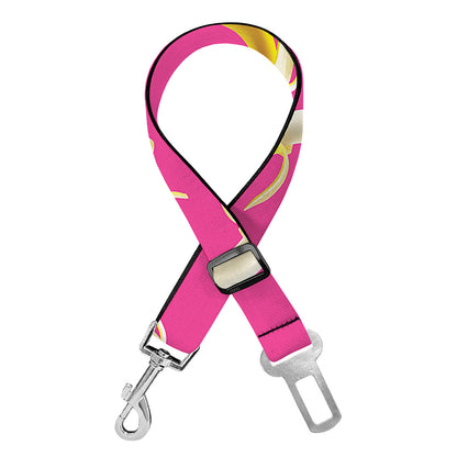 Pink Banana Pattern Print Dog Seat Belt