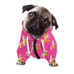 Pink Banana Pattern Print Dog Zip Up Hoodie