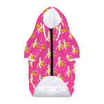 Pink Banana Pattern Print Dog Zip Up Hoodie