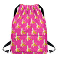 Pink Banana Pattern Print Drawstring Backpack