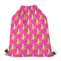 Pink Banana Pattern Print Drawstring Bag