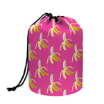 Pink Banana Pattern Print Drawstring Makeup Bag