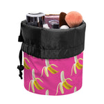 Pink Banana Pattern Print Drawstring Makeup Bag