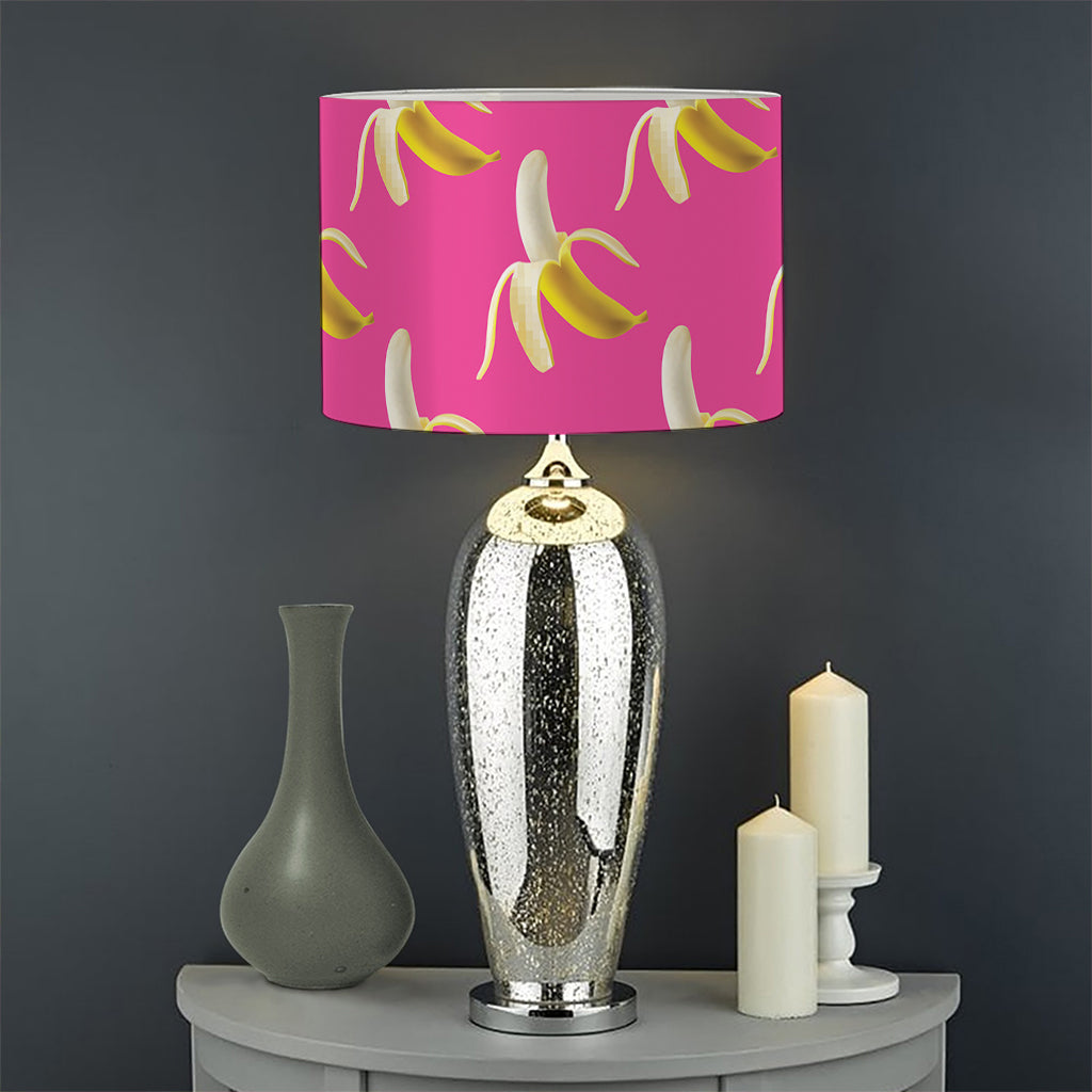 Pink Banana Pattern Print Drum Lamp Shade