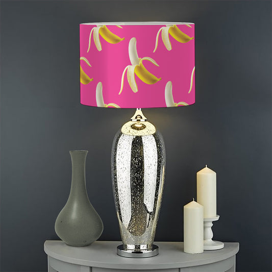 Pink Banana Pattern Print Drum Lamp Shade