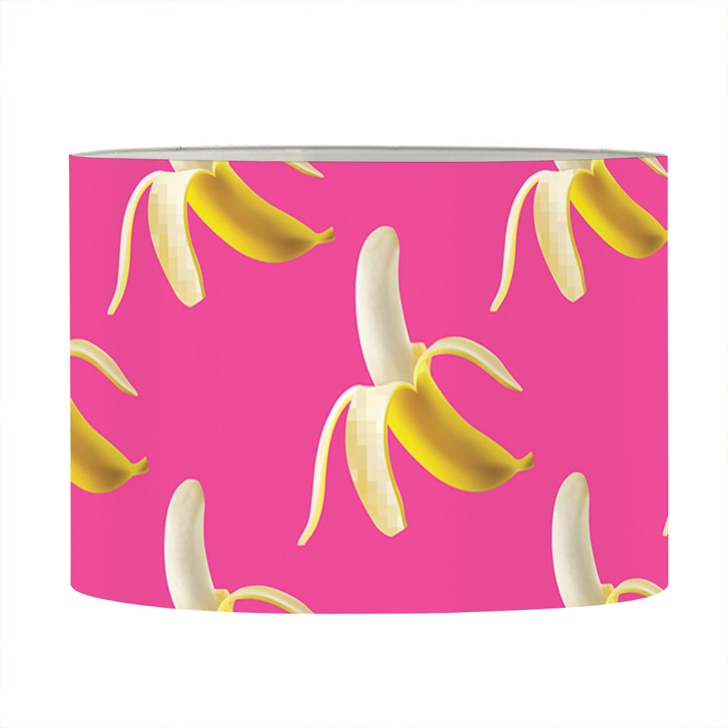 Pink Banana Pattern Print Drum Lamp Shade