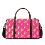 Pink Banana Pattern Print Duffle Bag