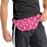 Pink Banana Pattern Print Fanny Pack