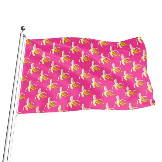 Pink Banana Pattern Print Flag